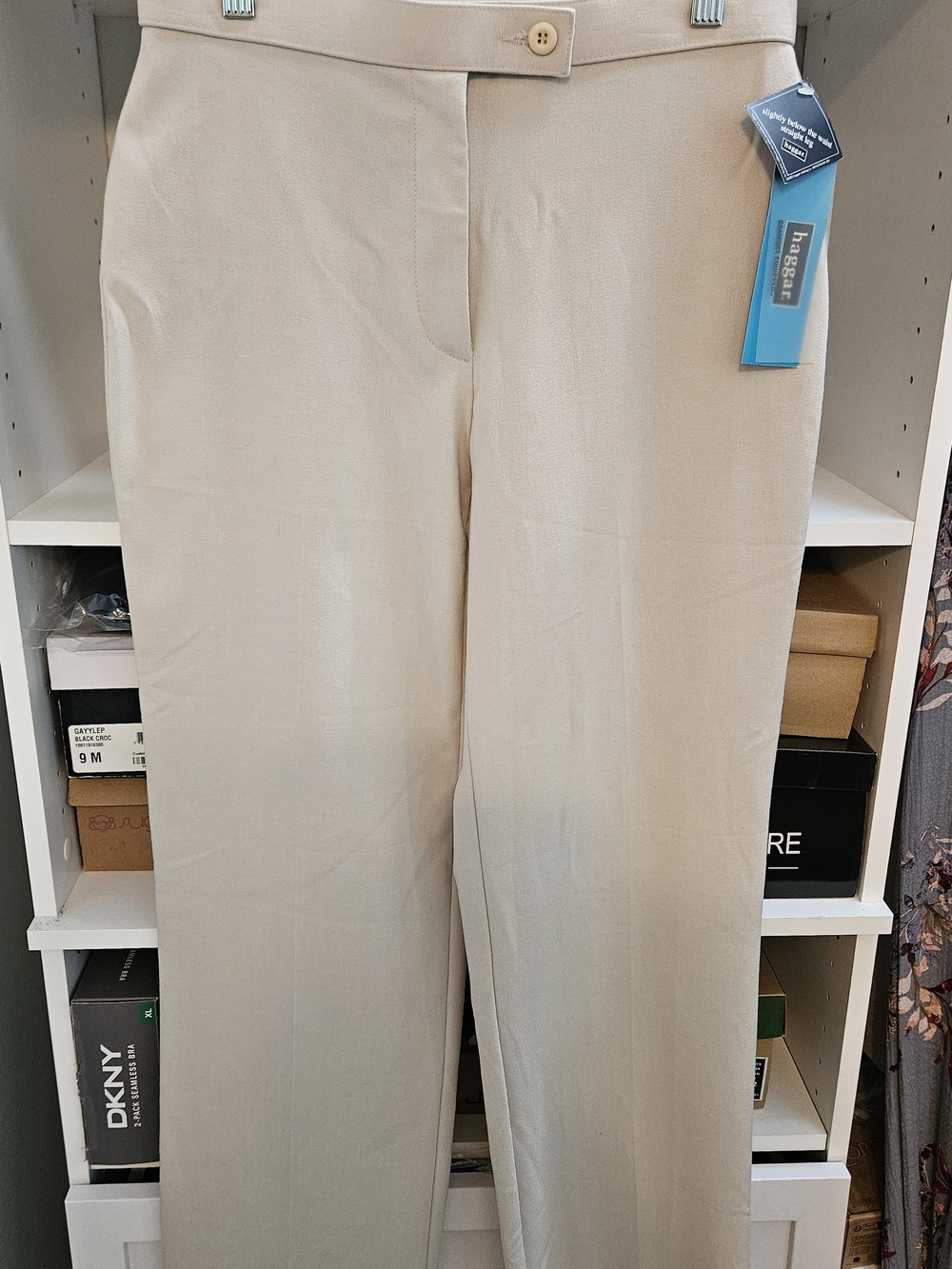 Haggar Beige Dress Pants with Button Waist